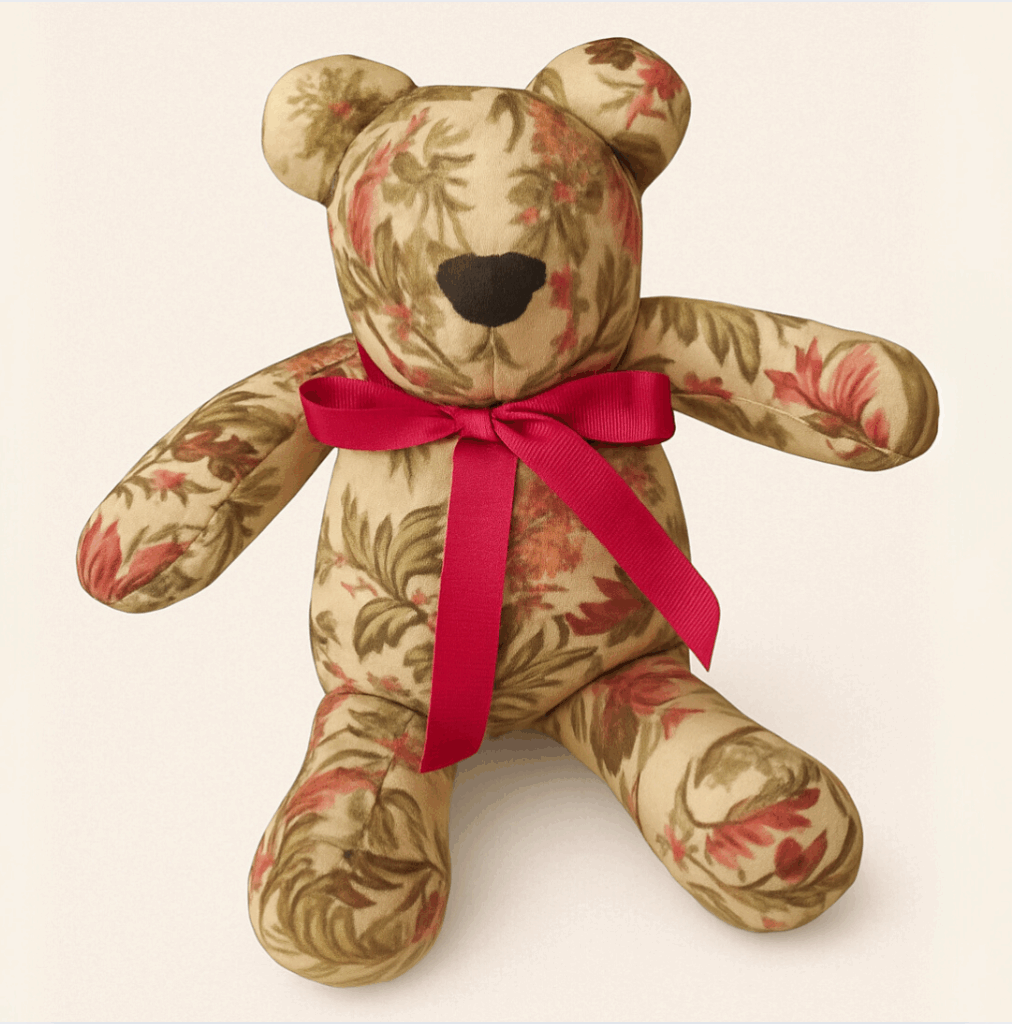 OSO DE TELA BEIGE FLORAL REGALO OBSEQUIO